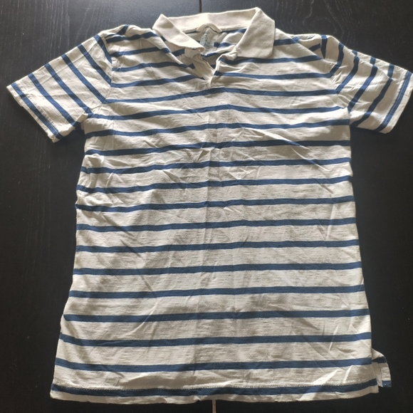 Gap Polo Shirt Slim Fit Striped Navy Blue and White Mens Medium - Picture 1 of 16
